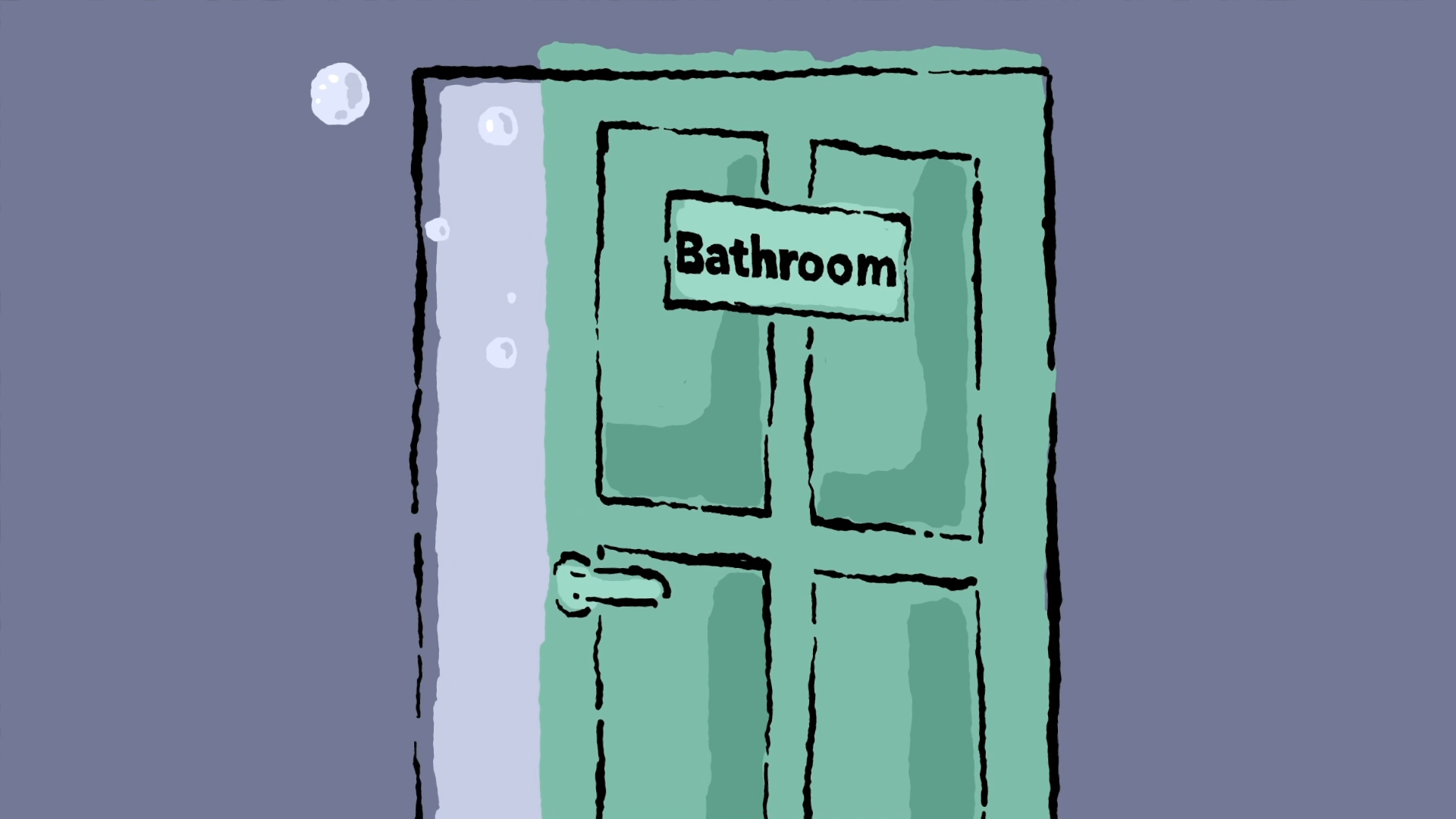 Illustration of a bathroom door